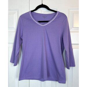 Coldwater Creek Women's Purple Lavender Top 3/4 Sleeves Size S